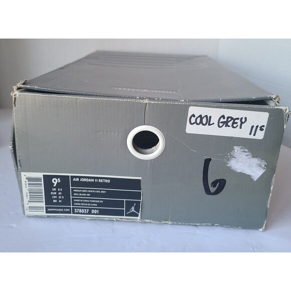 Nike Air Jordan 11 Retro Cool Grey 2010 Size 9.5 Medium Grey White 378037-001 OG main image 11